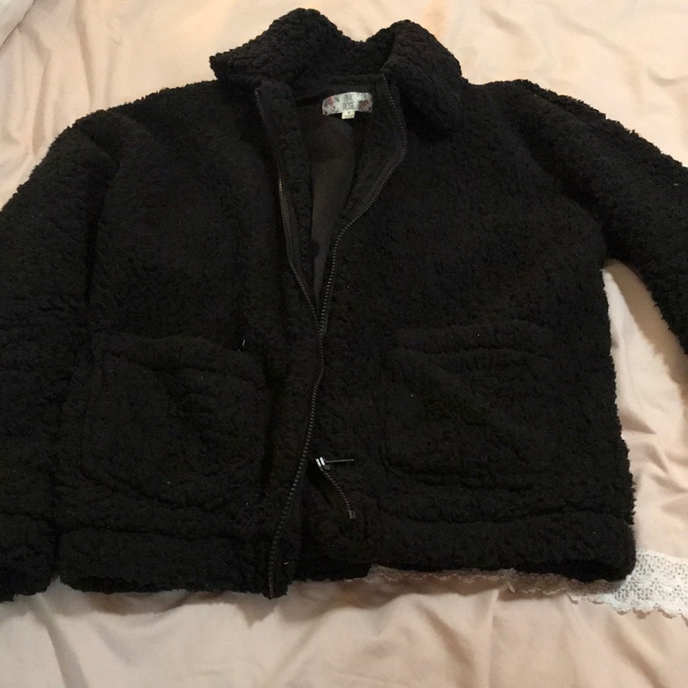 Fur black coat